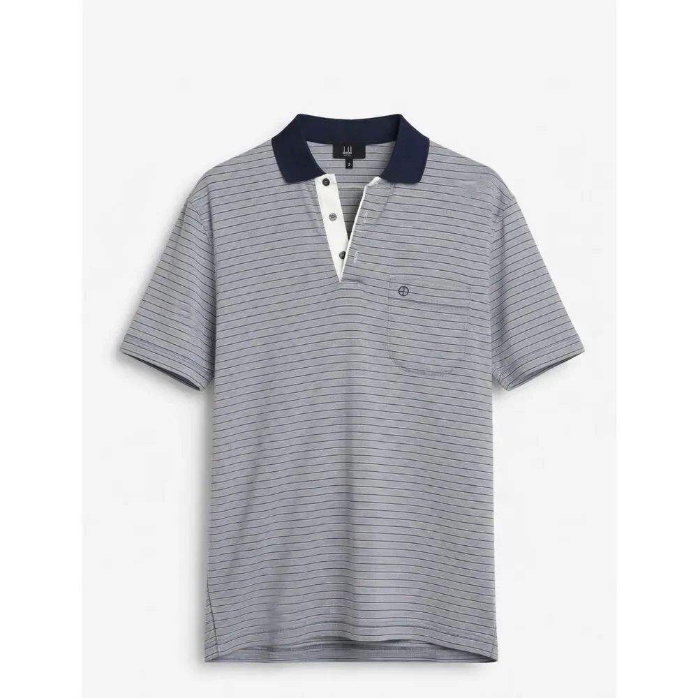 Dunhill Riviera Stripe Classic Polo Collar Short Sleeve Shirt Men's Small